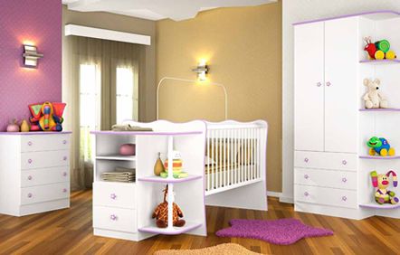 Jogo de Quarto Infantil Berço com Cantoneira Doce Sonho 3 Pç